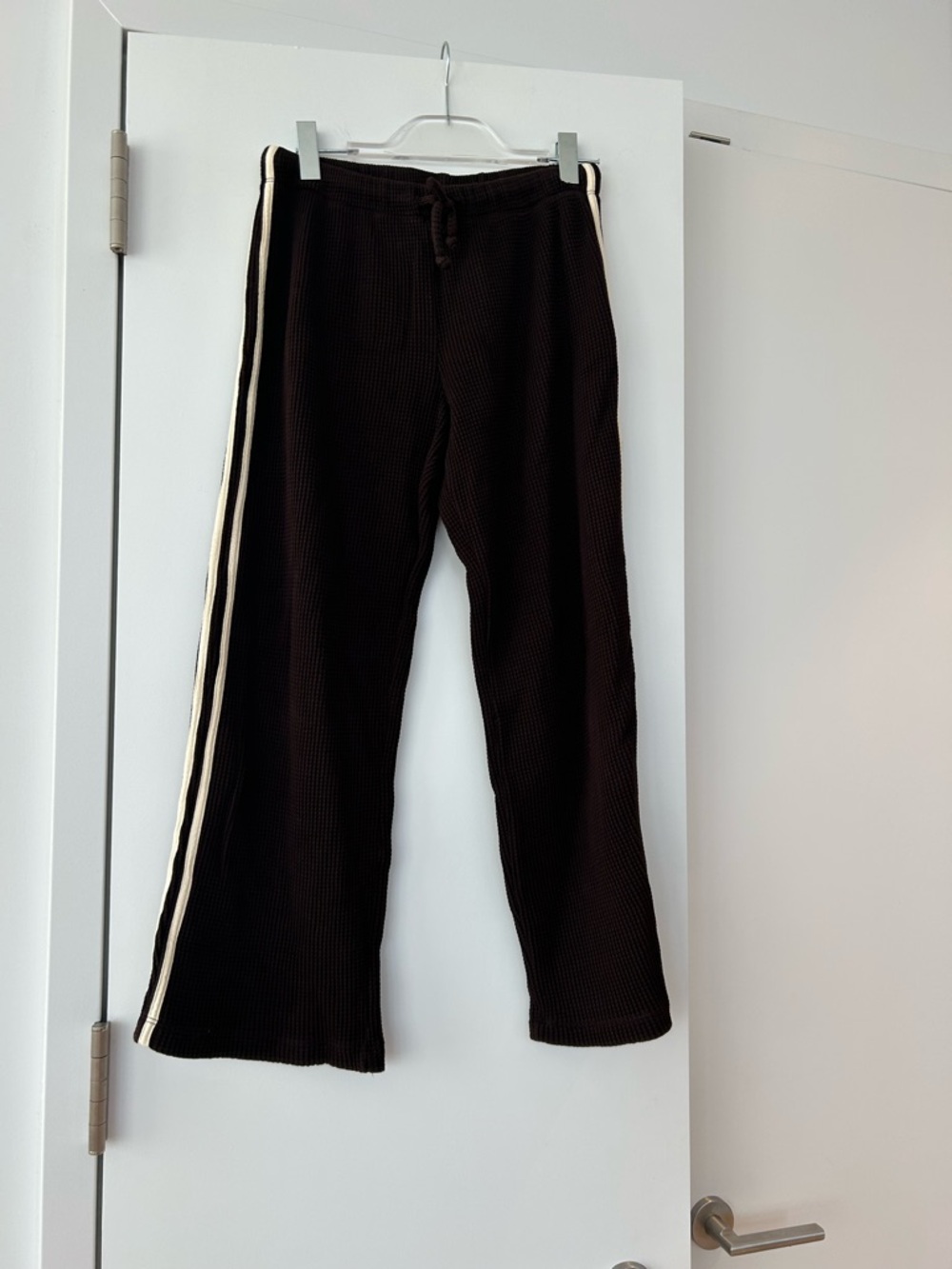 DONNI. Brown Jogger Pants with Cream Side Stripes